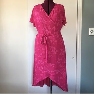Pink Floral Wrap Dress